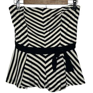 Monteau Striped Lined Strapless Top Sz Med